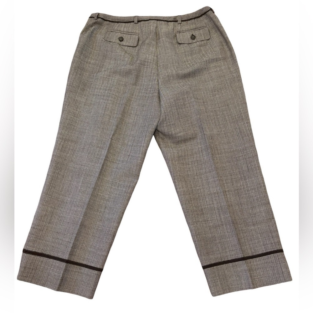 VINTAGE HERRINGBONE CROPPED PANT OLD MONEY QUIET LUXURY HARVE BERNARD SZ 16 - Picture 3 of 7